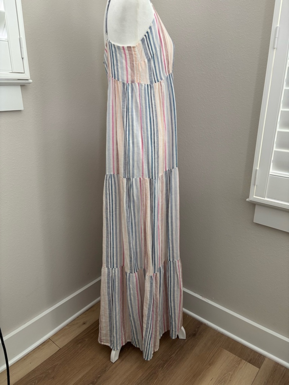 Splendid Striped Lightweight Spaghetti Strap Sundress - Blue, Pink, Cream - Picture 2 of 4